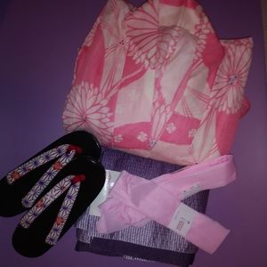 Traditional Japanese cotton bamboo Yukata +BONUS